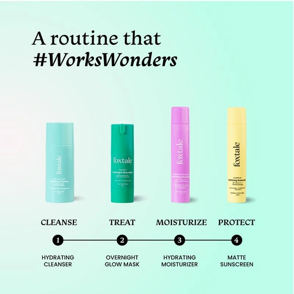 Foxtale Overnight Glow Mask 30ml | Salon like Brightening Facial Overnight | Night Mask for Glowing Skin | Reduces Blackheads, Whiteheads | Minimize Appearance of Pores | For All Skin Types