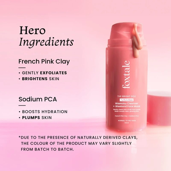 Foxtale Purify & Glow Cleanser + Mask - 100ml | Deep Cleansing | Remove Dirt & Oils | Exfoliating Glow Facial | Exfoliating Glow Facial | Blackhead Reducing | Hydrating | Normal to Oily Skin