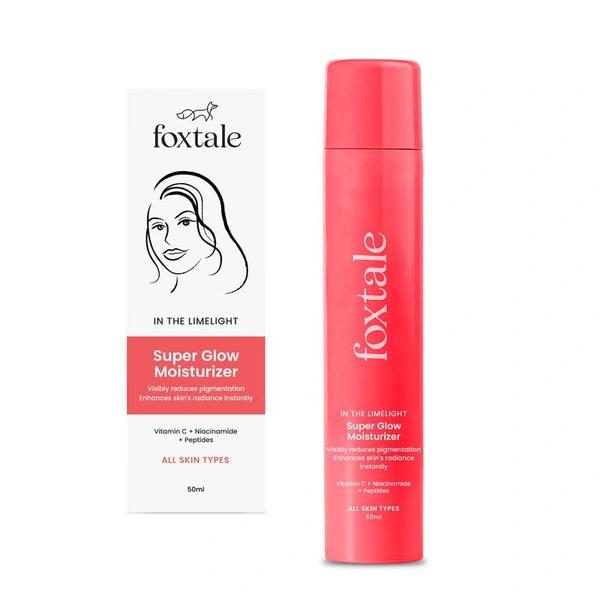 Foxtale Vitamin C Super Glow Moisturizer - 50ml | with Niacinamide & Peptides | Reduces Pigmentation & Dark Spots | Brightens Skin | Hydrating Skincare | for All Skin Types