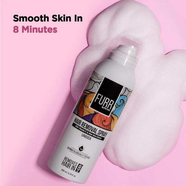 Furr Hair Removal Spray 200ml| Enriched with Vitamin E & Aloe Vera Extract | Gentle, Smooth & Effective Hair Removal for Sensitive Skin