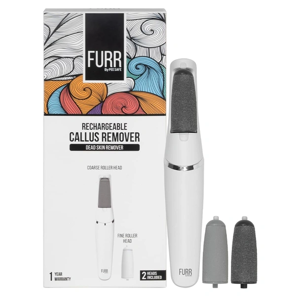 Peesafe FURR Rechargeable Callus Remover for Feet | Dead Skin Foot Scrubber with 2 Speed Modes & 2 Roller Heads | 1 Hour Battery | Water Resistant | 1 Year Warranty | Smooth Feet