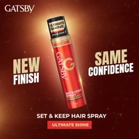 Gatsby Set & Keep Hair Spray Ultimate Shine, 250ml | Maximum Hold & Luminous Finish | UV Protection & Non-Sticky | Residue-Free Styling | Long-Lasting & Dermatologically Tested | Compact Size