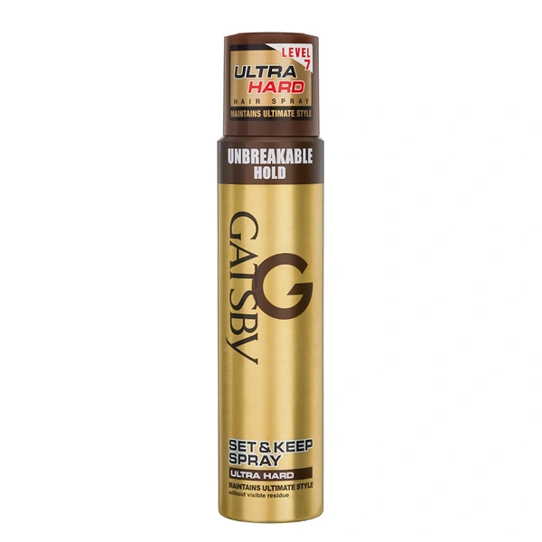 Gatsby Set & Keep Ultra Hard Hair Spray 250ml | Strong Hold, Non-Sticky Finish, and Long-Lasting Control for Any Look