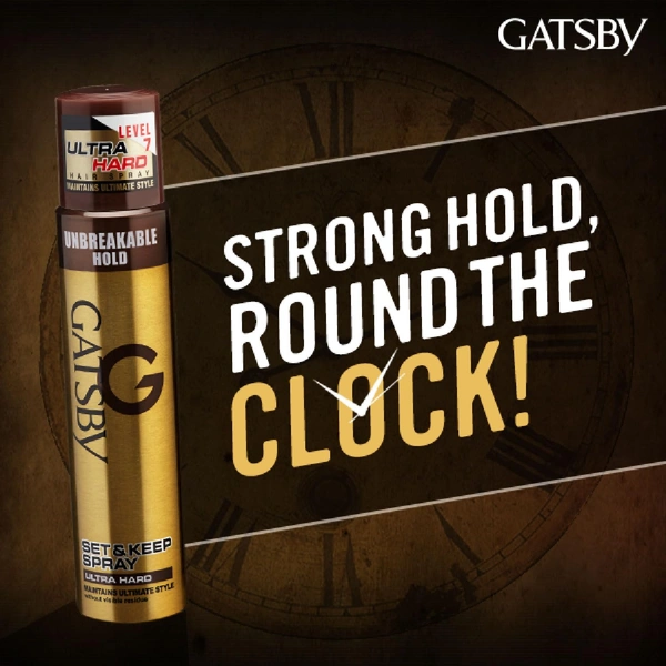 Gatsby Set & Keep Ultra Hard Hair Spray 250ml | Strong Hold, Non-Sticky Finish, and Long-Lasting Control for Any Look