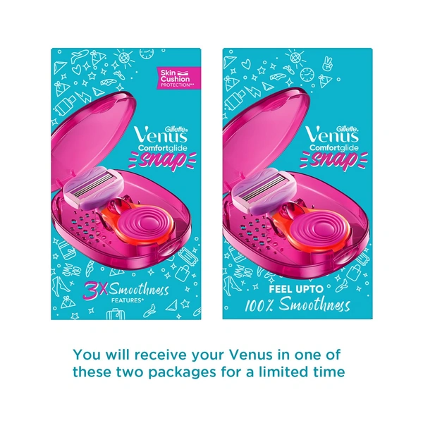 Gillette Venus Snap Women's Razor Pack of 1 with Travel Case| Compact Hair Remover with Avocado Soap Gel Bar