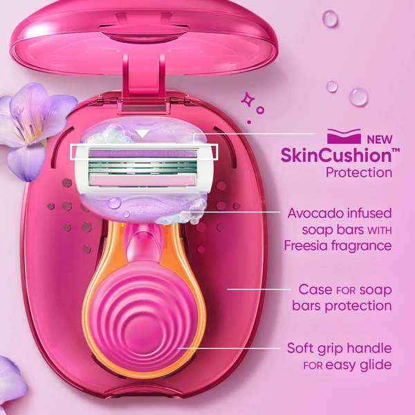 Gillette Venus Snap Women's Razor Pack of 1 with Travel Case| Compact Hair Remover with Avocado Soap Gel Bar