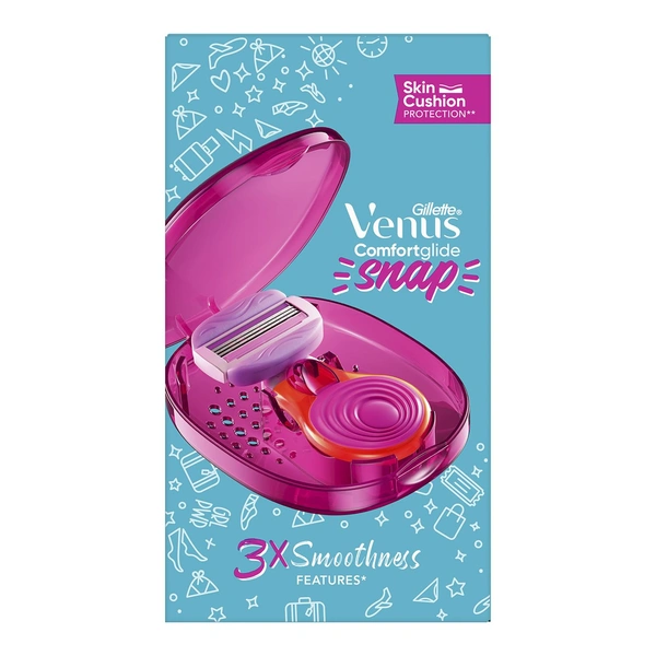 Gillette Venus Snap Women's Razor Pack of 1 with Travel Case| Compact Hair Remover with Avocado Soap Gel Bar