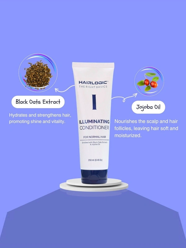 Hair Logic Illuminating Conditioner 250 ml | Shine-Boosting Formula for Normal Hair | Sulfate-Free & Frizz Control | Nourishes & Softens | Ideal for Daily Use