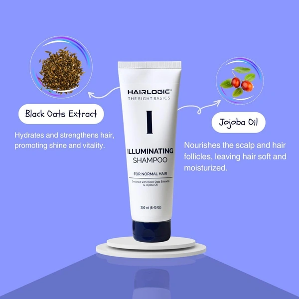 Hair Logic Illuminating Sampoo 250 ml | Shine-Boosting Formula for Normal Hair | Sulfate-Free & Frizz Control | Nourishes & Softens | Ideal for Daily Use