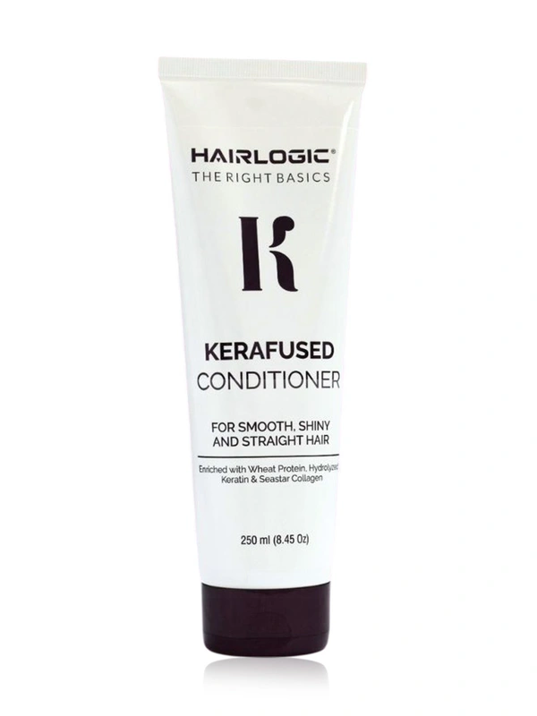 Hair Logic Kerafused Conditioner 250 ml with Wheat Protein | Hydrolyzed Keratin & Seastar Collagen | Smooth, Shiny & Frizz-Free, Straight | Strong & Nourished Hair