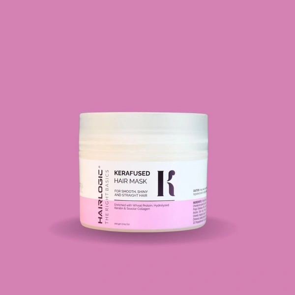 Hair Logic Kerafused Hair Mask 200g | Smooth, Shiny & Straight Hair | Enriched with Wheat Protein, Hydrolyzed Keratin & Seastar Collagen | Deep Repair & Frizz Control