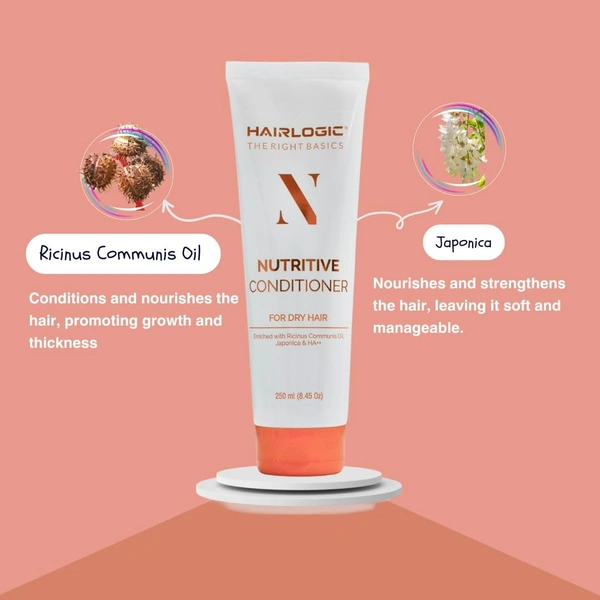 Hair Logic Nutritive Conditioner 250ml with Ricinus Communis Oil | Japonica Extract & HA++ | Deep Nourishment & Moisture | Shine & Frizz-Free Dry Hair