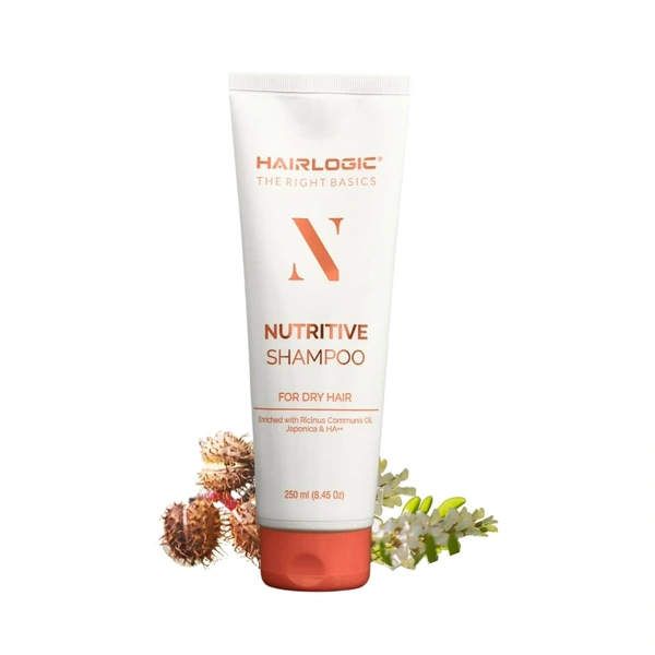 Hair Logic Nutritive Sampoo 250ml with Ricinus Communis Oil | Japonica Extract & HA++ | Deep Nourishment & Moisture | Shine & Frizz-Free Dry Hair