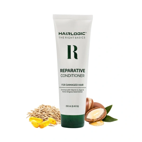 Hair Logic Reparative Conditioner 250ml with Vitamin E, Argan Oil & Avena Strigosa Seed Extract | Damaged, Dry & Chemically Treated Hair | Smoothens & Strengthens