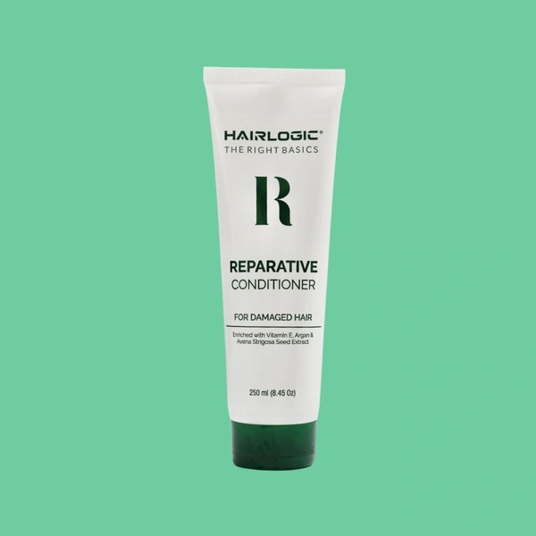 Hair Logic Reparative Conditioner 250ml with Vitamin E, Argan Oil & Avena Strigosa Seed Extract | Damaged, Dry & Chemically Treated Hair | Smoothens & Strengthens