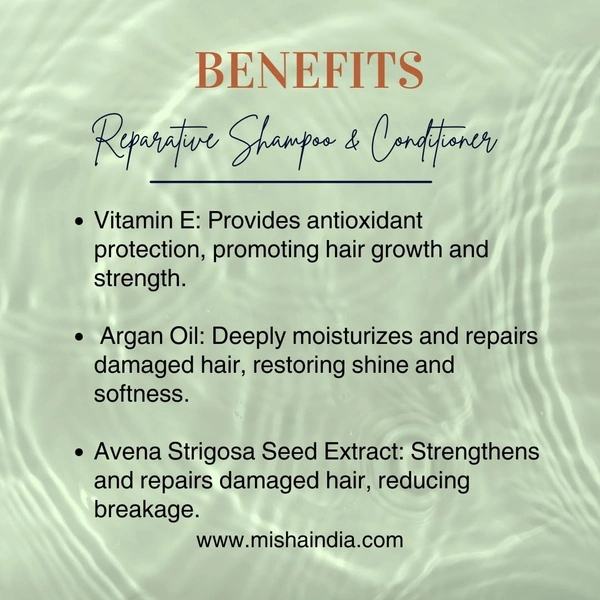 Hair Logic Reparative Sampoo 250ml with Vitamin E, Argan Oil & Avena Strigosa Seed Extract | Damaged, Dry & Chemically Treated Hair | Smoothens & Strengthens