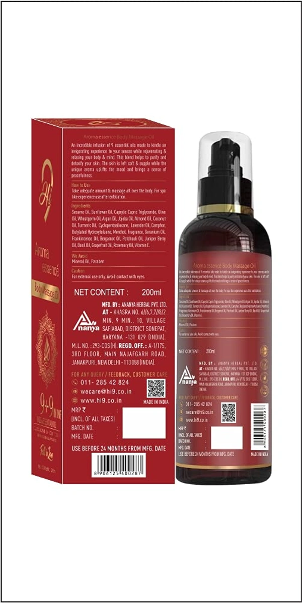 Hi9 Aroma Essence Body Massage Oil 200ml | Relaxing & Nourishing Aromatherapy
