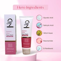 Hi9 Radiant Glow Face Wash with AHA + BHA | Brighten & Exfoliate Your Skin | Get Smooth, Glowing Skin | Suitable for Acne-Prone Skin | Radiant Glow | Chemical Free Formula | 75ml