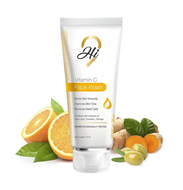 Hi9 Vitamin C Face Wash 75ml - Brighten, Hydrate & Revitalize Your Skin Daily and Remove Dead Cells, Improoves Skin Tone