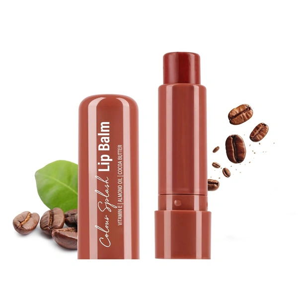Hilary Rhoda Colour Splash Lip Balm (Coffee, 3g) with SPF-15 | Moisturizing Lip Care, Coffee Flavor, Vitamin E & Cocoa Butter, Sun Protection for Soft, Hydrated Lips