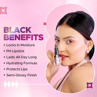 Hilary Rhoda Matte Hilary Rhoda Darling PH Black Lipstick | Long-Lasting, Moisturizing & Smudge-Proof | One-Swipe Magic Color-Changing Lipstick | Semi-Glossy Finish | Lightweight & Highly Pigmented