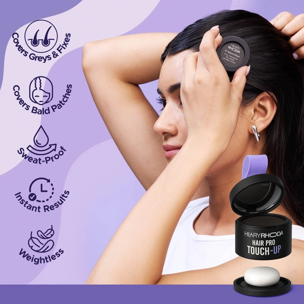 Hilary Rhoda Hair Pro Touch Up Natural Black 3g | Instant Grey Roots & Bald Spot Coverage | Fuller, Denser Look | Matte, Sweat-Proof Finish | Highly Pigmented, Long-Lasting Powder