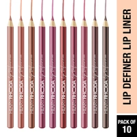 Hilary Rhoda T Hilary Rhoda Lip Definer Lip Liner Set of 10 1.2g Each | Smooth One Swipe Application | Long-Lasting & Smudge-Proof Formula | Matte Finish Multicolor Lip Pencil Set