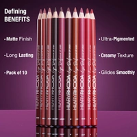 Hilary Rhoda T Hilary Rhoda Lip Definer Lip Liner Set of 10 1.2g Each | Smooth One Swipe Application | Long-Lasting & Smudge-Proof Formula | Matte Finish Multicolor Lip Pencil Set