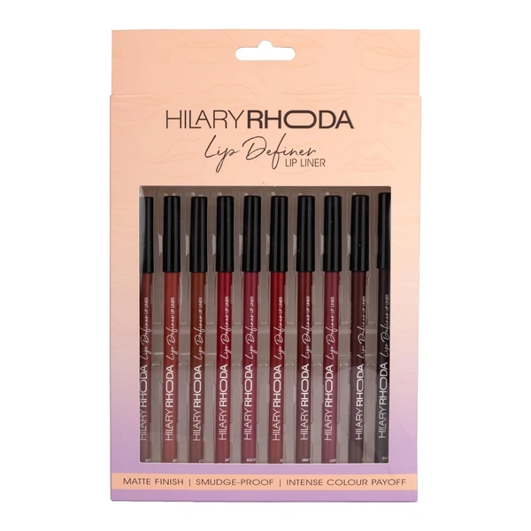 Hilary Rhoda T Hilary Rhoda Lip Definer Lip Liner Set of 10 1.2g Each | Smooth One Swipe Application | Long-Lasting & Smudge-Proof Formula | Matte Finish Multicolor Lip Pencil Set