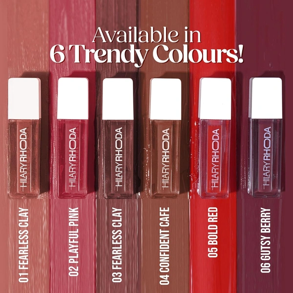 Hilary Rhoda Matte Minis Lipstick Set of 6 | Vitamin E, Jojoba & Rosehip Oil Infused | 12-Hour Stay | Waterproof, Smudge-Proof, Non-Sticky Lightweight Matte Lipsticks