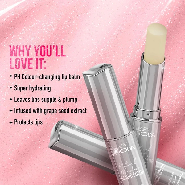 Hilary Rhoda Matte Hilary Rhoda Tinted PH Color Changing Lip Balm | Nourishing, Moisturising & Hydrating Formula for Dry & Chapped Lips | Enriched with Grape Seed Extract | Soft Natural Tint