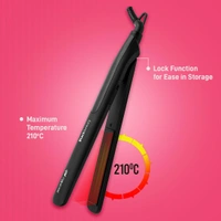Ikonic Black Beauty Hair Straightener for Women with Ceramic Coated Floating Plates | Instant Heat Up Technology | Handle Lock, Slim Lightweight Travel Friendly | All Hair Types