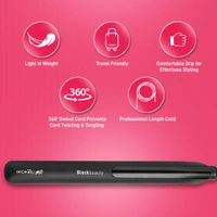 Ikonic Black Beauty Hair Straightener for Women with Ceramic Coated Floating Plates | Instant Heat Up Technology | Handle Lock, Slim Lightweight Travel Friendly | All Hair Types