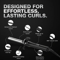 Ikonic Curling Tong 19mm Hair Curler | 8 Inch Titanium Barrel | Black & Golden | Heat Ready Indicator, Safety Stand, Swivel Cord | Salon-Like Finish