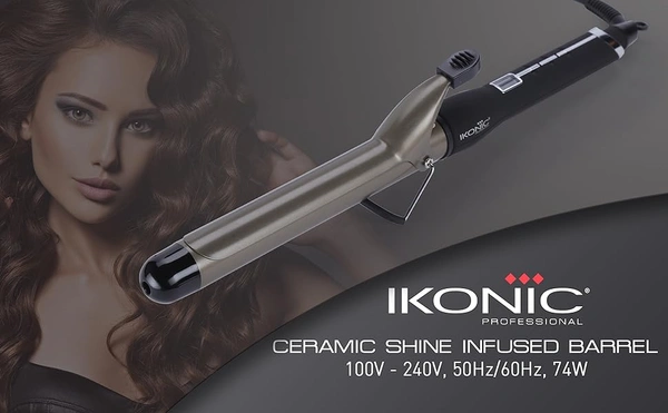 IKONIC Ikonic Curling Tong-25mm, Ceramic shine infused barrel, Digital Display, Instant Heatup, Hair Curling With swivel cord Hair Styling, For Women, All Hair Type