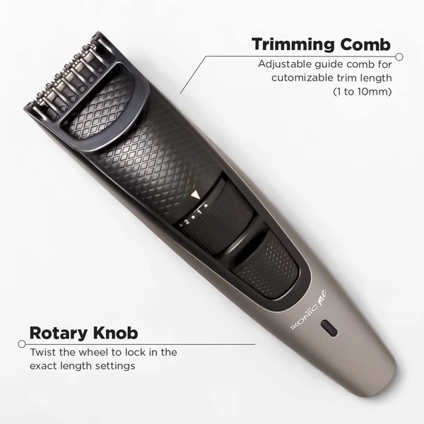 Ikonic Groom and Trim Hair Trimmer | Advanced Ceramic Blades | LED Spotlight & Waterproof Design | 10 Adjustable Length Settings | 50-Min Runtime for Precision Grooming