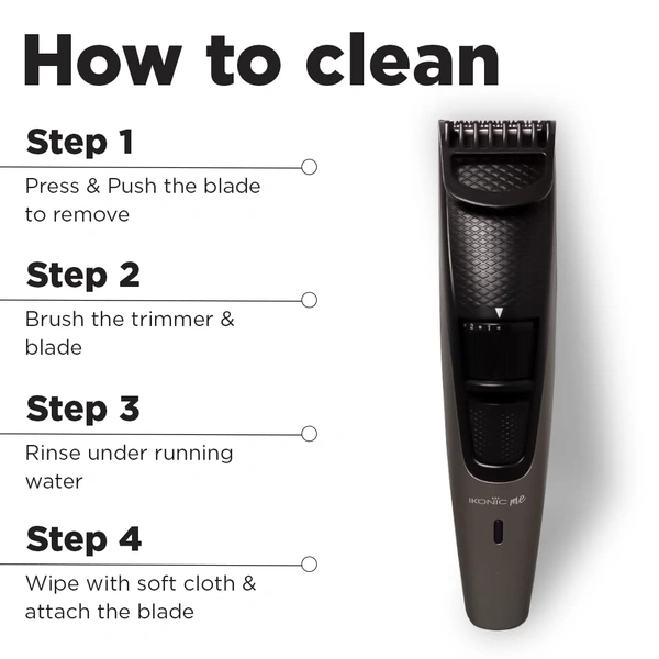 Ikonic Groom and Trim Hair Trimmer | Advanced Ceramic Blades | LED Spotlight & Waterproof Design | 10 Adjustable Length Settings | 50-Min Runtime for Precision Grooming