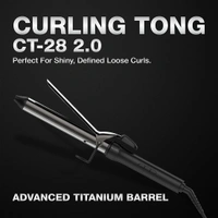 Ikonic Hair Curler Machine Tong 28mm | 8 Inch Black Titanium Barrel | Heat Ready Indicator, Rubber Grip, Safety Stand & Swivel Cord | Salon-Like Finish