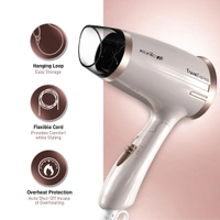 Ikonic Hair Dryer Travel Express Foldable | 1400W Fast Drying | 2 Speed Settings | Compact & Lightweight | Travel-Friendly | For Men & Women | All Hair Types