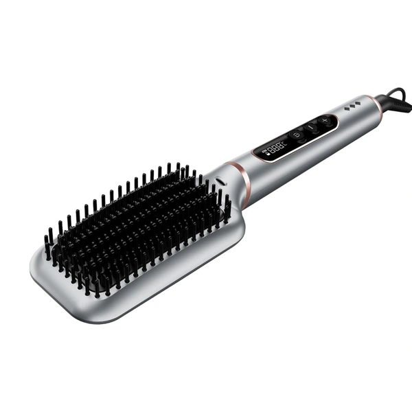 Ikonic Me Hair Straightener Brush Super Styler  | Tourmaline Ceramic | Triple Bristle | Thermo-Protect | 130-210�C | Frizz-Free, Shiny Hair | Large Paddle Brush
