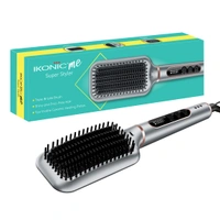 Ikonic Me Hair Straightener Brush Super Styler  | Tourmaline Ceramic | Triple Bristle | Thermo-Protect | 130-210�C | Frizz-Free, Shiny Hair | Large Paddle Brush