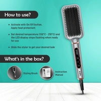 Ikonic Me Hair Straightener Brush Super Styler  | Tourmaline Ceramic | Triple Bristle | Thermo-Protect | 130-210�C | Frizz-Free, Shiny Hair | Large Paddle Brush