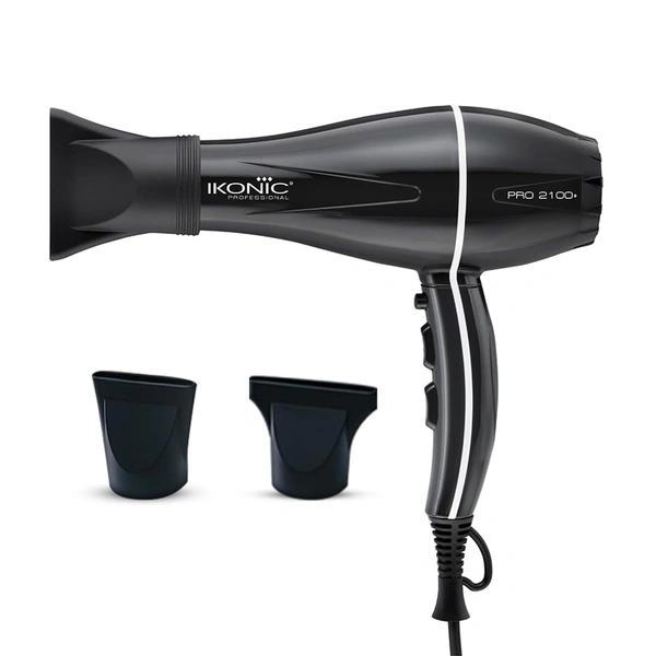 Ikonic Pro 2100+ Hair Dryer 2000W, With 3 heat & 2 speed settings, Cool Shot, Interchangeable Nozzles, Professional Styling For All Hair Type.