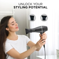 Ikonic Pro 2100+ Hair Dryer 2000W, With 3 heat & 2 speed settings, Cool Shot, Interchangeable Nozzles, Professional Styling For All Hair Type.