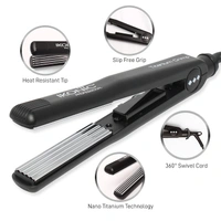 IKONIC Slim Titanium Hair Crimper (Black) | Quick Heatup | Adjustable Temperature Titanium Plates | Salon-Quality Hair | Heat-Protective | For All Hair Type