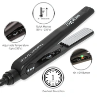 IKONIC Slim Titanium Hair Crimper (Black) | Quick Heatup | Adjustable Temperature Titanium Plates | Salon-Quality Hair | Heat-Protective | For All Hair Type