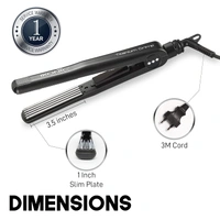 IKONIC Slim Titanium Hair Crimper (Black) | Quick Heatup | Adjustable Temperature Titanium Plates | Salon-Quality Hair | Heat-Protective | For All Hair Type
