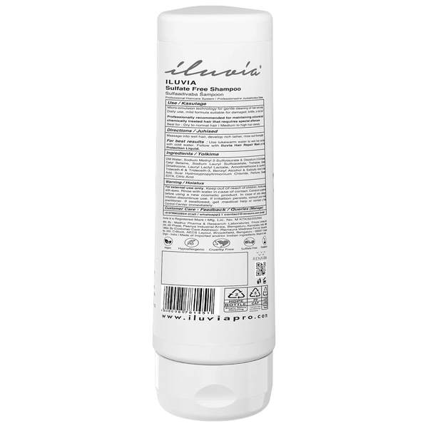 Iluvia Professional Sulphate-Free Shampoo 200ml | Unique Micro Emulsion Formula | Prevents Frizz, Breakage & Dryness | Strengthens Hair for Healthier, Smoother Locks