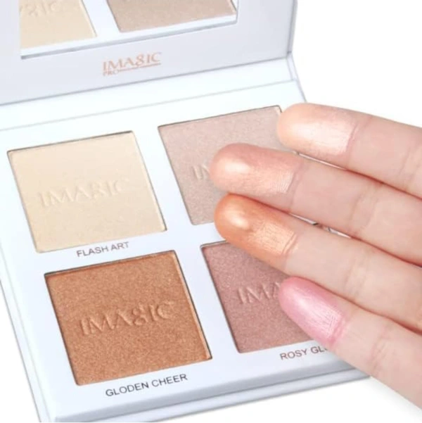 Cosluxe Imagic Professional Imagic CosluxeProfessional 4 Color Highlighter Makeup Palette 18g | Multicolor Glow Highlighter | Smooth Blendable Illuminator | Face Highlight & Contour Makeup