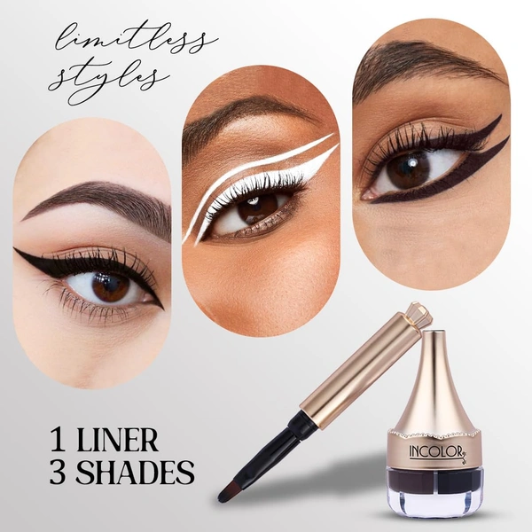 Incolor 3 in 1 Super Eyeliner EY193 with Black, Brown, White | Waterproof Multi-Color Eyeliner Pencil | Smooth Glide | Long Lasting Eye Makeup